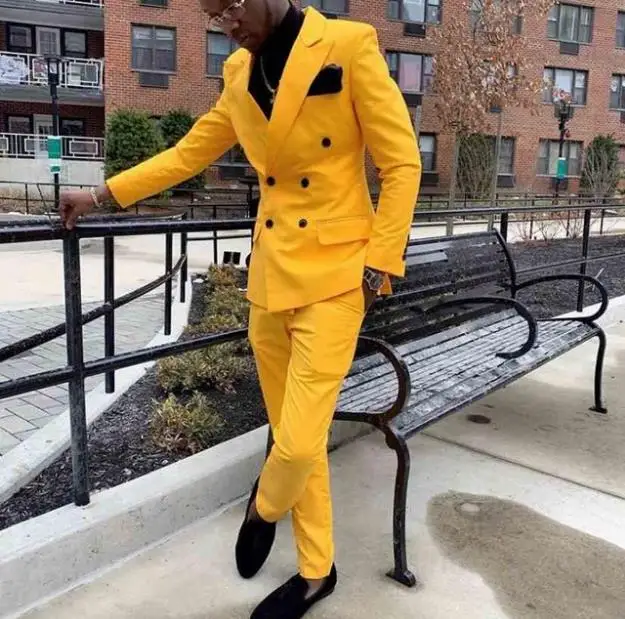 2019-New-Arrival-Yellow-Double-Breasted-Wedding-Suits-For-Men-Slim-Fit-2-Pieces-Groom-Tuxedos