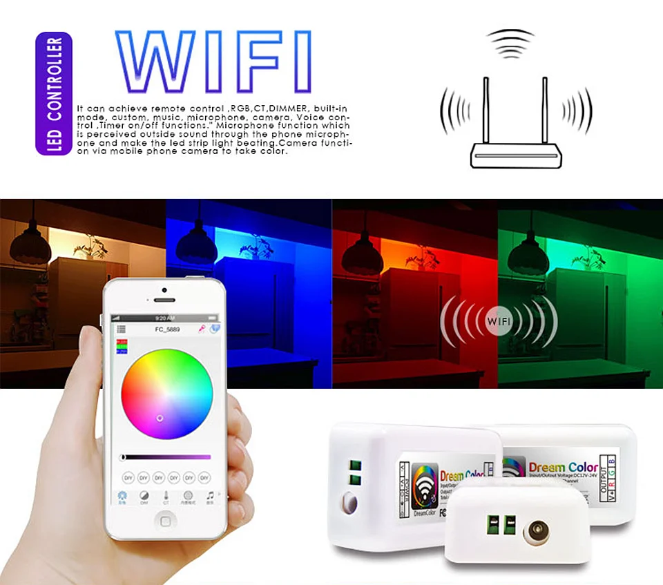 Wifi светодиодный RGB контроллер DC12-24V 10A 3CH/4CH RGB светодиодный мини контроллер на Android и IOS приложение для SMD3528 5050 Светодиодные полосы света