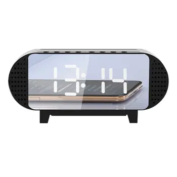 

Black Wireless Mirror Dual Alarm Clock Speakerwireless Wireless Mirror Dual Alarm Clock Audiocard Clock Display Audio