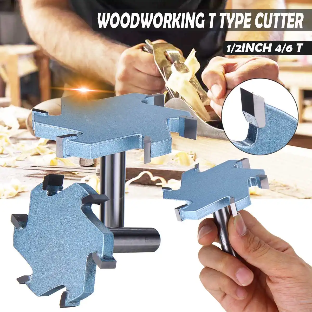 

1 / 2 inch 4T or 6T woodworking router bit tungsten carbide T type cutter wood carving tools woodworking tools knife