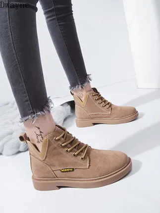 Модные женские Ботинки Martin британские короткие сапоги студенческие ботинки на