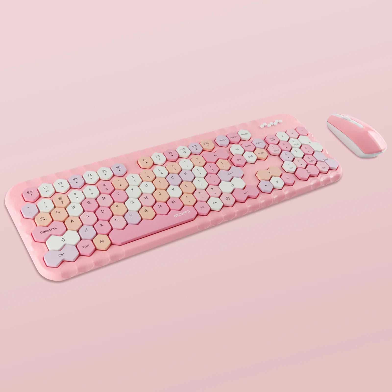 Wireless Keyboard Mouse Combo Pink Office Keyboards And Mouse Kit 2.4g