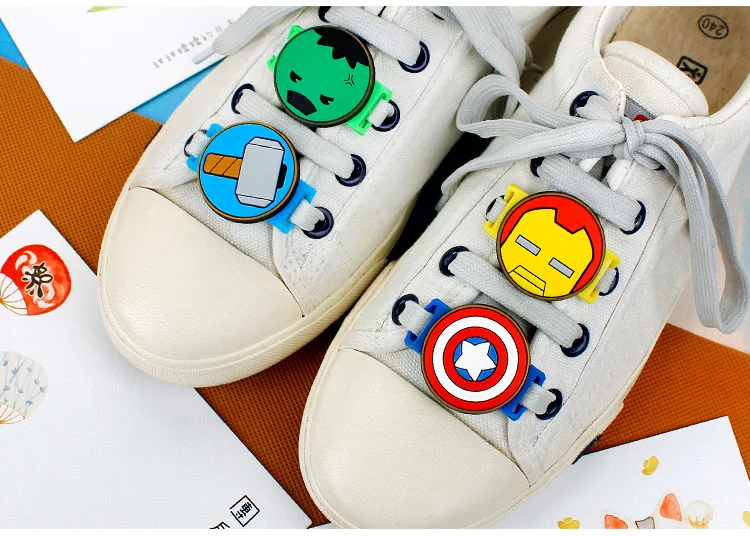 Мстители Капитан Америка Халк Человек-паук Бэтмен спортивная обувь аксессуары ПВХ ткань обувь кроссовки шнурки подарок для детей