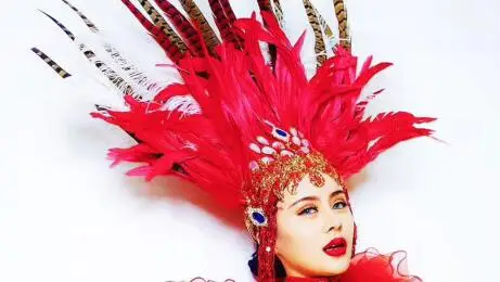 Headdress Сексуальный бикини с бисером длинный плащ красный перо стразы головной убор леди набор костюм для клуба мужской костюм для вечеринки подиум для моделей наряды - Цвет: Headdress