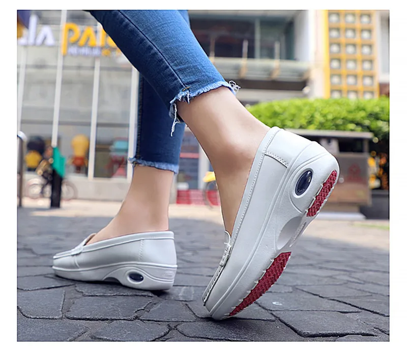 Medical shoes Spring Loafers Flats Women Ladies Solid White Air Cushion Nursing shoes Casual Shoes Slip-on Boat Deck shoes Shoes slip resistant