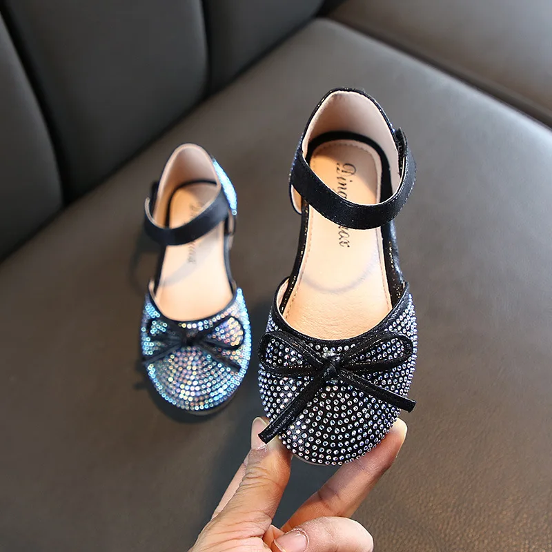 ULKNN 2020 New Arrival Girls Dress Shoes For Children With Crystal Cute Bowtie Affordable Girls Shoes Holiday Parties Dresses