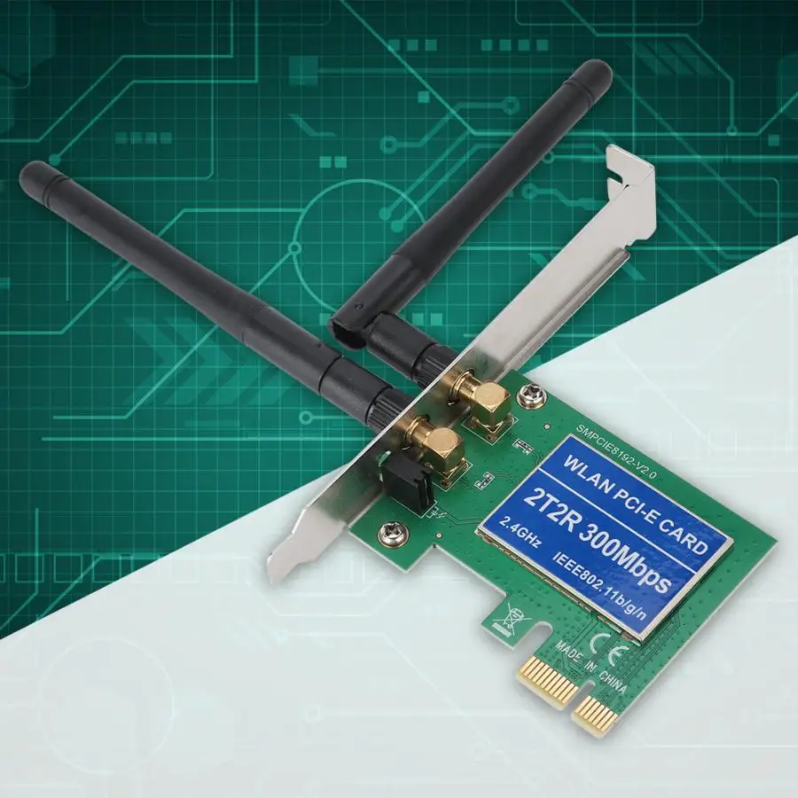 Сетевая карта 32/64 бит PCI-E интерфейс беспроводная сетевая карта wifi 300 Мбит двойная приемная антенна Сеть карта для ноутбука