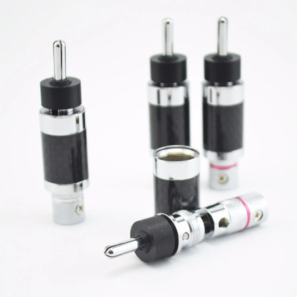 8pieces Hight Quality loudspeaker Audio Banana plug Rhodium Plated Banana Plug Carbon Fiber Speaker 9mm Cable Connector