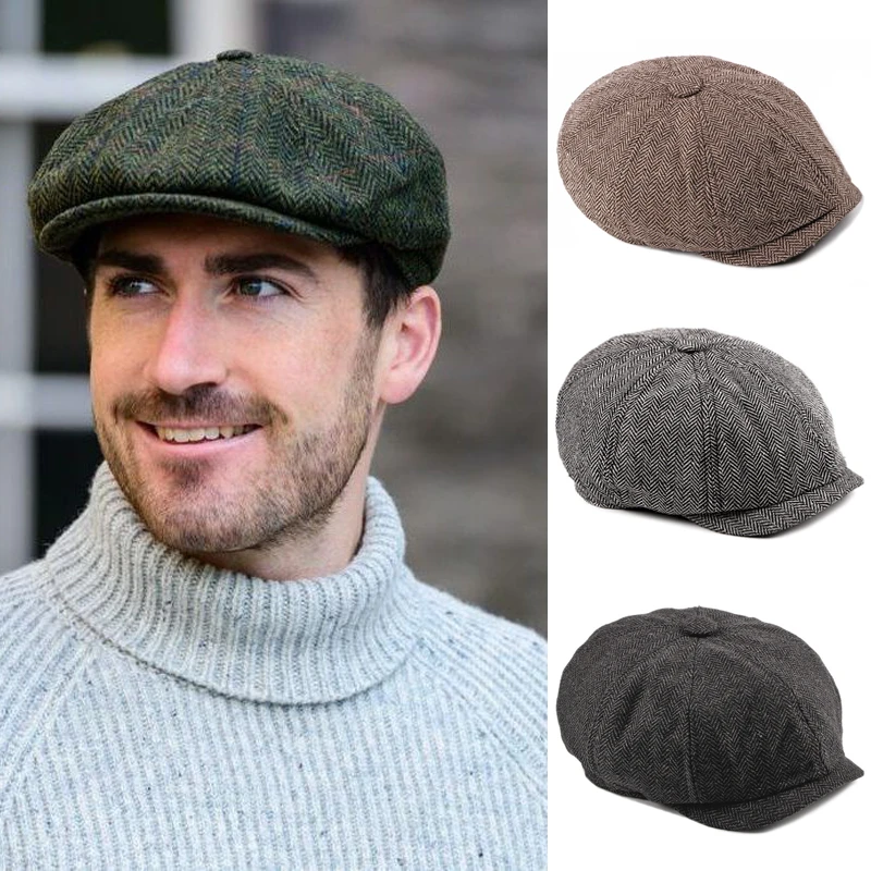 Zesoma Unisex Wintersboy Caps Men and Women Warm Tweed Octagonal Hat for Male Detective Hats Retro Flat Caps Zesoma Unisex Wintersboy Caps Men and Women Warm Tweed Octagonal Hat for Male Detective Hats Retro Flat Caps