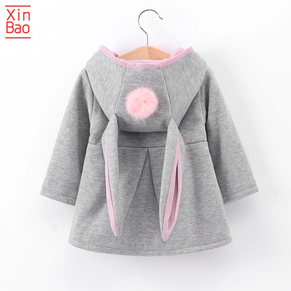 XINBAO/ г.; куртки для девочек с героями мультфильмов; новое пальто с длинными рукавами; худи с заячьими ушками; Повседневная Верхняя одежда; детская куртка; одежда для малышей; вязаная детская одежда