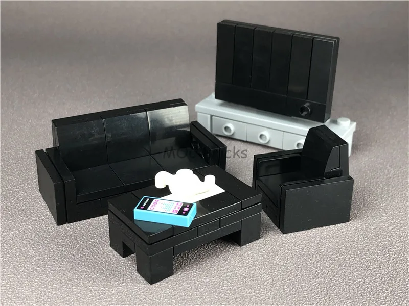 2 компл./лот кубики MOC DIY мебель в черном американском стиле Набор обучающих