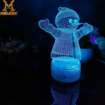 

Molezu Halloween Snowman 3D Led Night Light Decoration Children Kids Gifts 7 Color Changing Visual Table Lamp