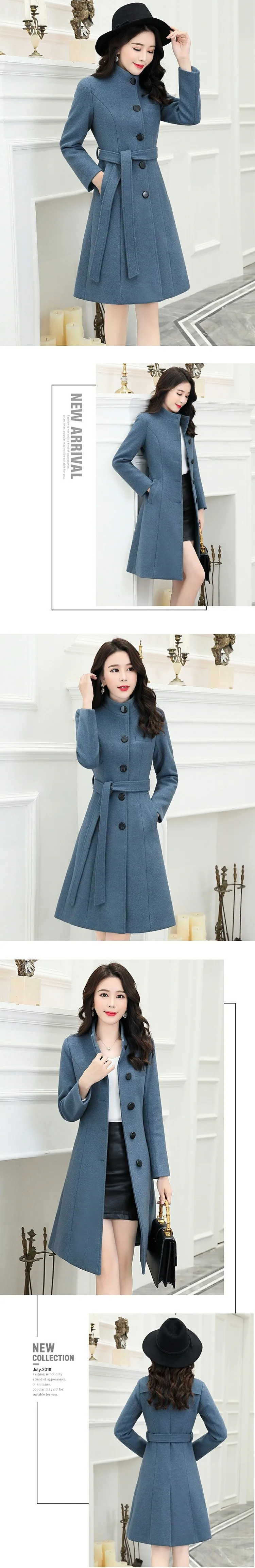 High-end Slim Long Wool Coat Autumn Winter New Korean Wool Jacket Ladies Fashion Woolen Overcoat Women Elegant Outerwear