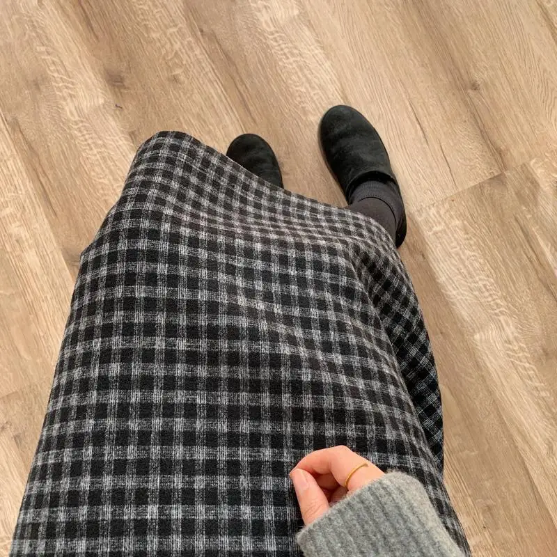 

Autumn And Winter Knock Versatile Retro Pattern Woolen Skirt High-waisted Slimming Casual Versatile Mid-length Plaid Skirt Batch