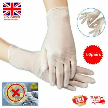 

Nitrile Disposable Gloves Powder & Latex Free Strong White Food Medical Protection 100pcs
