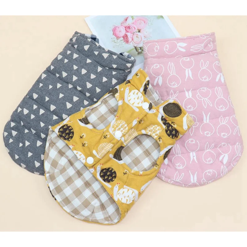 Теплая одежда для собак, Двусторонняя одежда, жилет, пальто для собак, щенков, хлопковая Стеганая утепленная куртка, зимняя одежда для маленьких и больших собак