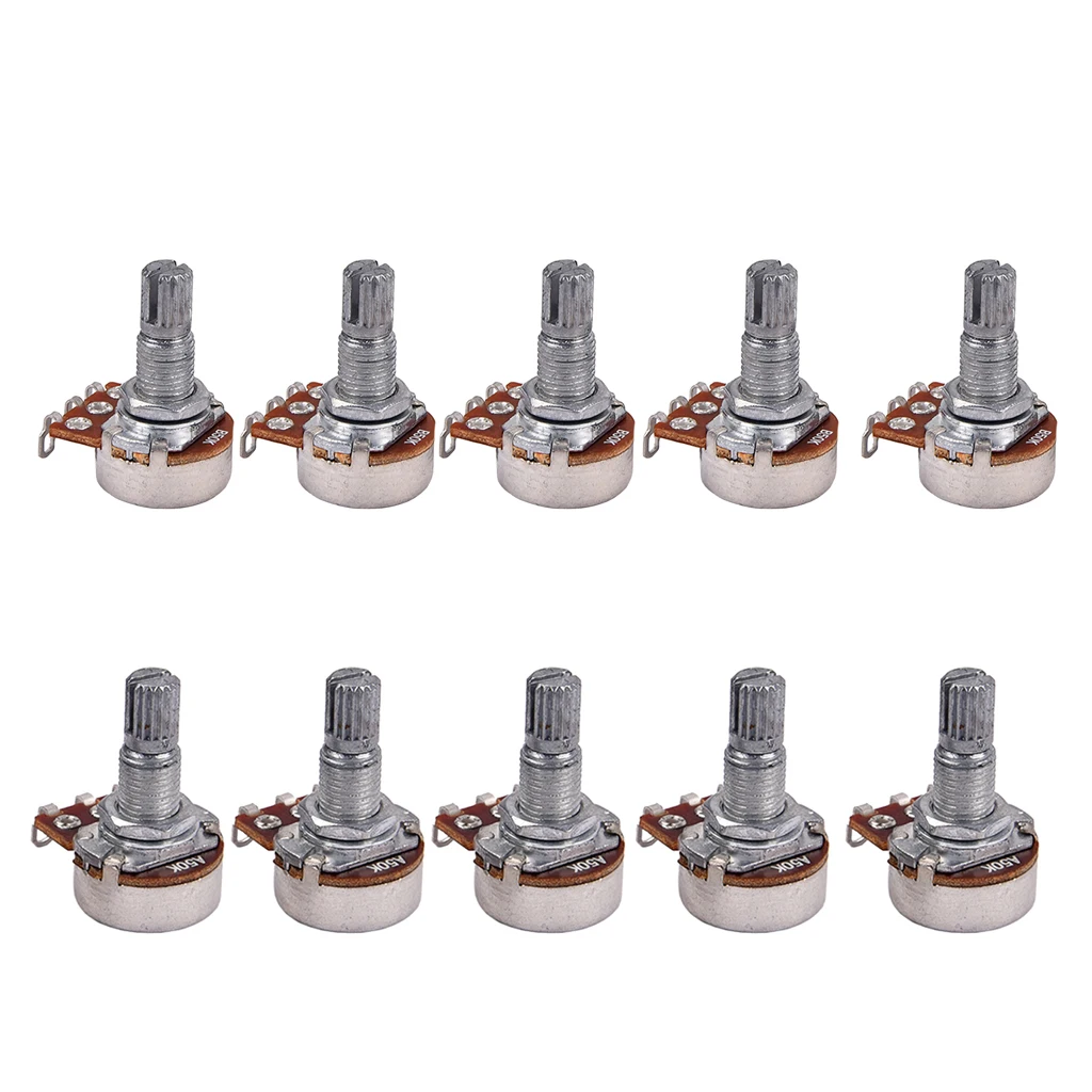 10pcs A50k B50K Split Shaft Potentiometer for Guitar Control Pots