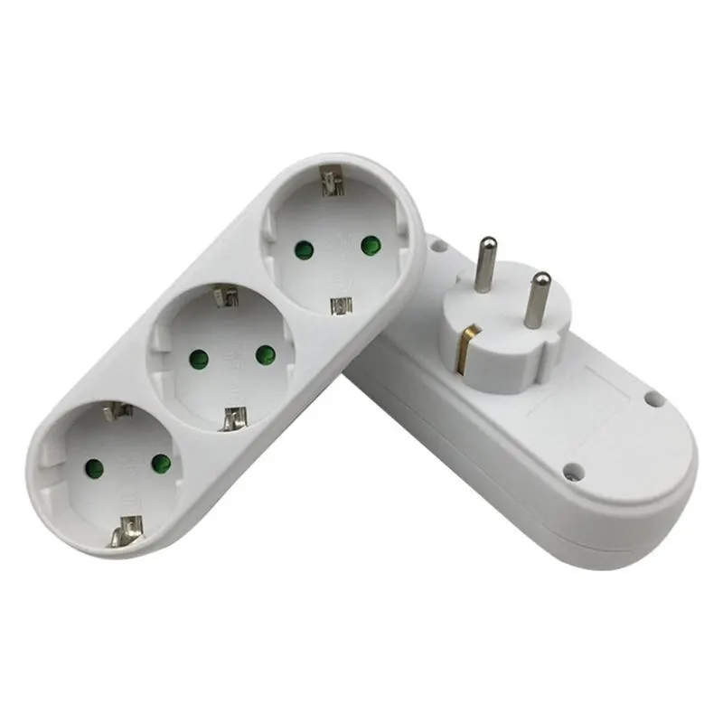 

Portable 3 Socket 16A 250V EU Plug 1 to 3 Socket Adapter Converter Outlet