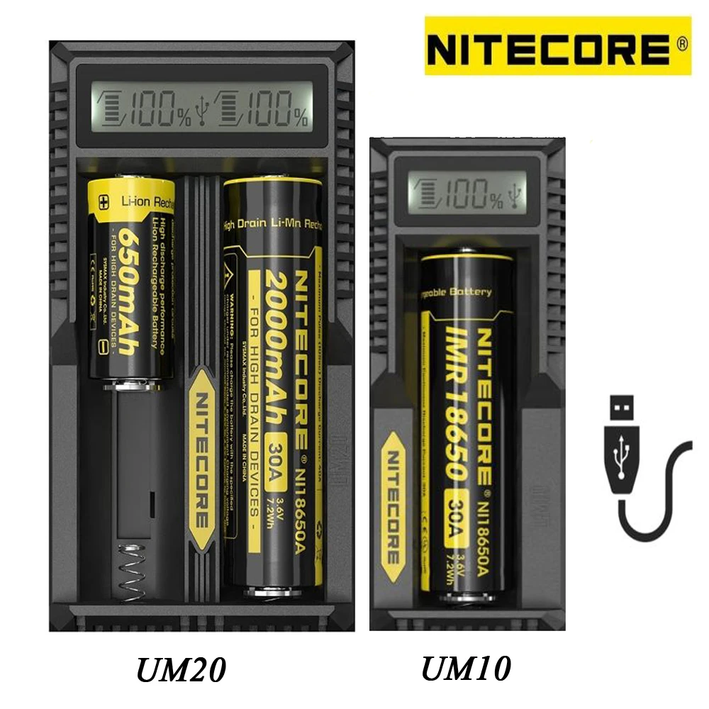 Зарядное устройство Nitecore UM10 UM20 Digi универсальное зарядное с ЖК-дисплеем и USB для