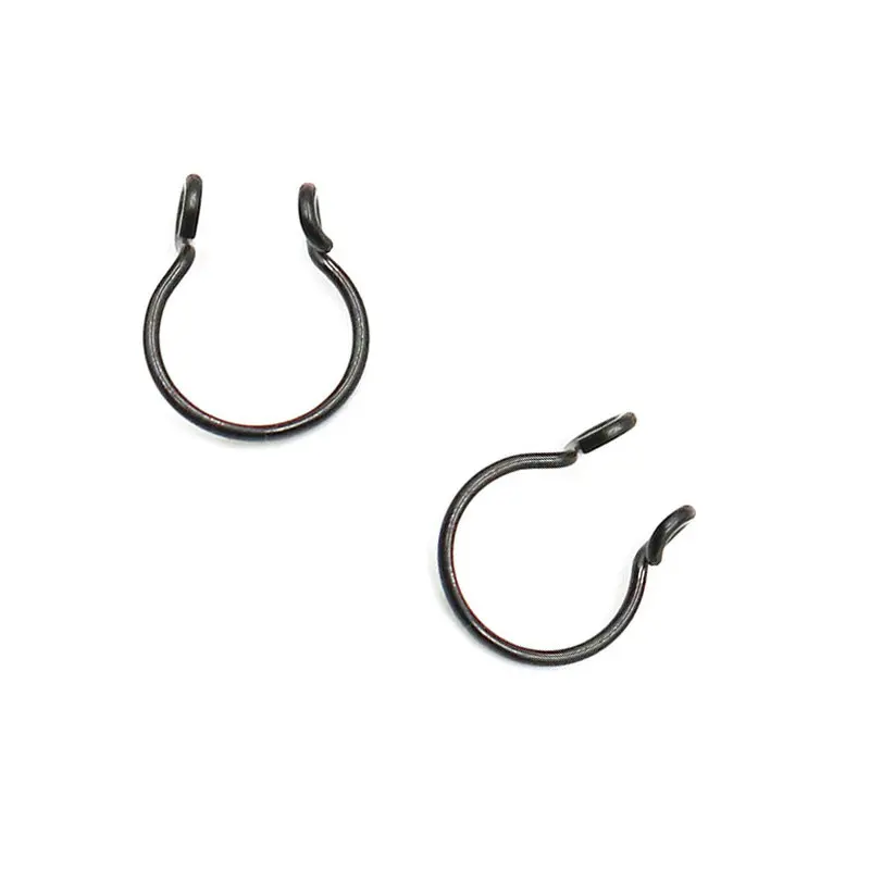 Black 2pcs/lot Fake Septum Cute Nose Ring Stainless Steel Clip Hoop For Women Nose Studs Piercing Jewelry 5 Colors - Окраска металла: Black