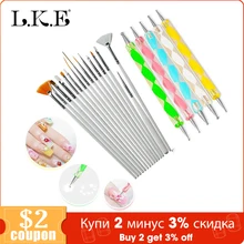 LKE 20 шт./компл. торговля моды лак для ногтей набор ручка для рисования ногтей Лаки Гель-лак Кисти для маникюра ногтей инструменты для ногтей, наклейки для ногтей кисть