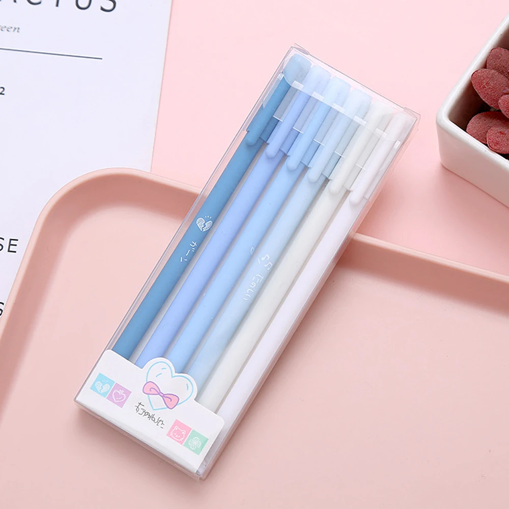 6Pcs/Set Cute Morandi Gel Pen Kawaii 0.5mm Black BallPen Office School Stationery Supplies Student Writing Water Pen Neutral Pen