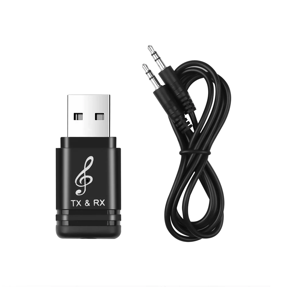 Bluetooth передатчик приемник Bluetooth адаптер 3,5 мм HIFI стерео AUX Bluetooth V5.0 адаптер для автомобильного динамика передатчик для телевизора - Цвет: Black