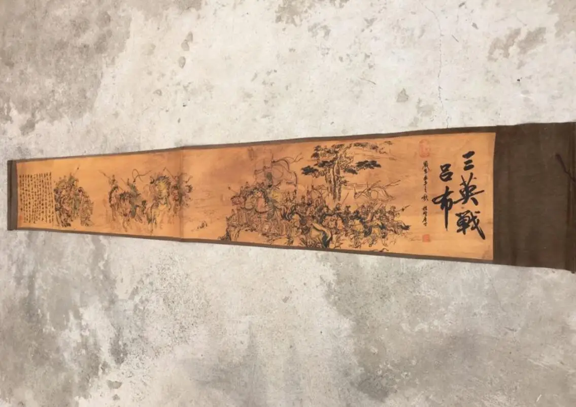 

Китайская каллиграфическая живопись archaize Long Curl Three generals War Lu Bu