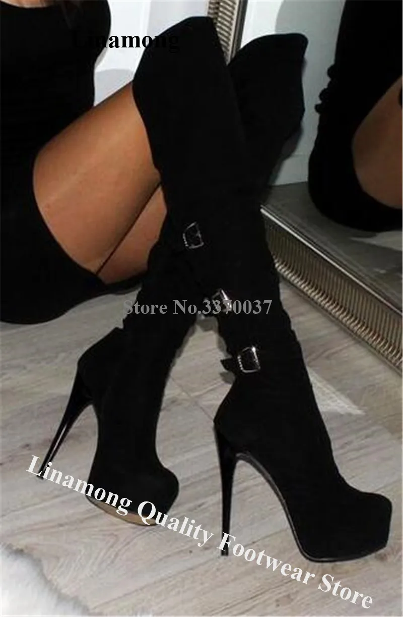 black platform over the knee boots