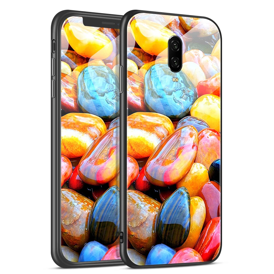 H140 Для OnePlus 6 6-7 лет, 7Pro звездным узором закаленное Стекло чехол для телефона для 1+ 6 6-7 лет, полный защитный TPU силиконовая окантовкка сзади жесткий корпус - Цвет: H140
