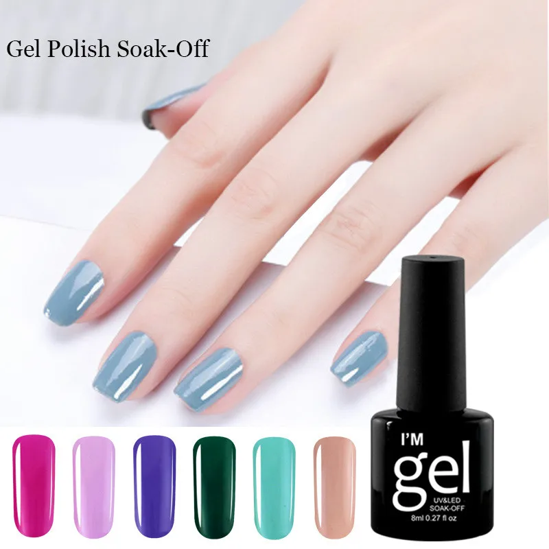 

Solid Color Nail Polish Plastic Bottle 8ml Popular Color Lasting Non-fading Phototherapy Glue