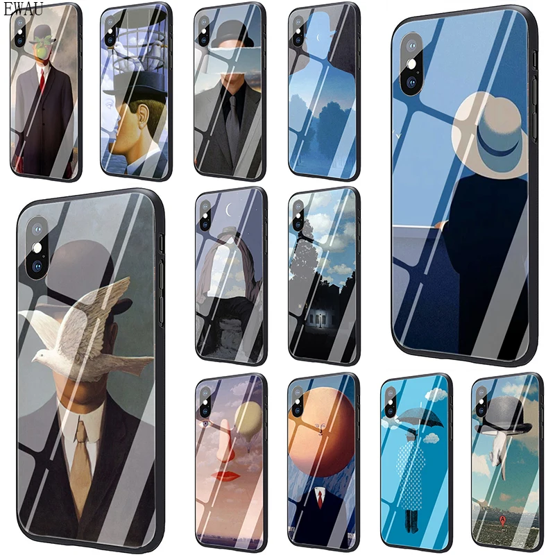 Чехол для телефона EWAU Rene Magritte из закаленного стекла для iPhone 5 5S SE 6 6s 7 8 plus X XR XS 11 pro Max