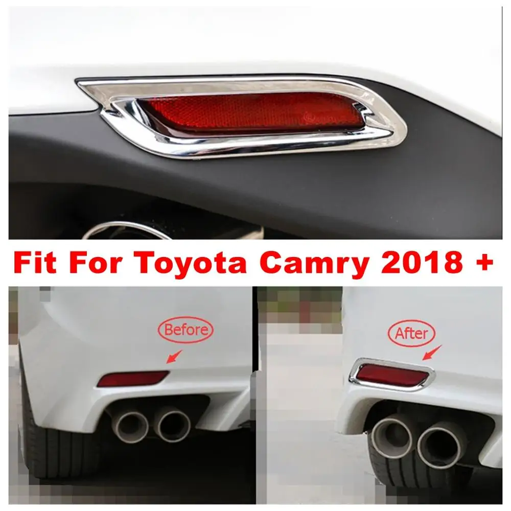 

Rear Fog Lights Lamps Frame Decoration Cover Trim Fit For Toyota Camry XV70 2018 2019 2020 2021 ABS Chrome Exterior Refit Kit