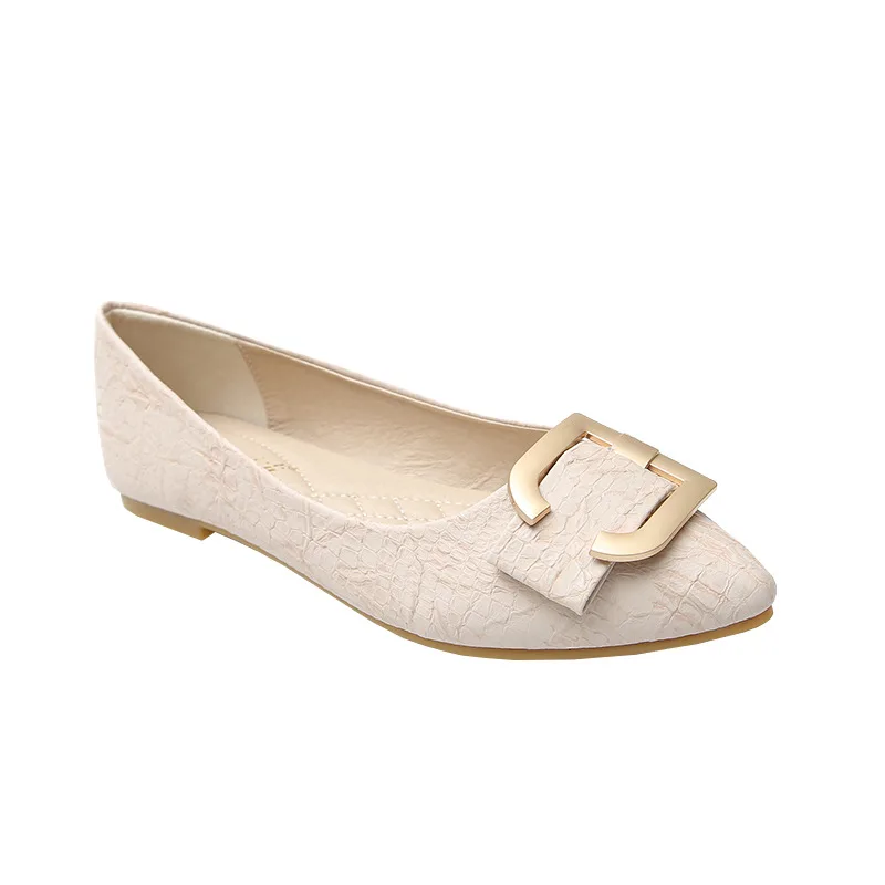 

European Snake pattern flats single shoes women large size square buckle solid mocasines loafers casual pointed toe walking shoe