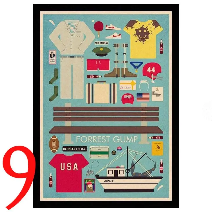 Серебристый Perfect JL Forrest Gump Tom Hanks Vintage Posters For Home/Bar/Living Decor kraft Paper high quality poster wall sticker HBA7 - Цвет: Серебристый