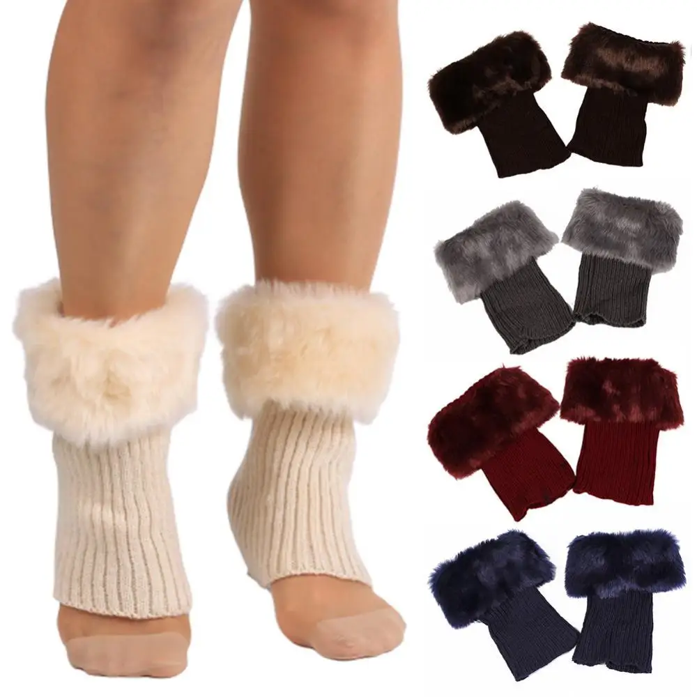 Knitted Fur Leg Warmers Boots Short Boot Cuffs Knit Leg Warmer