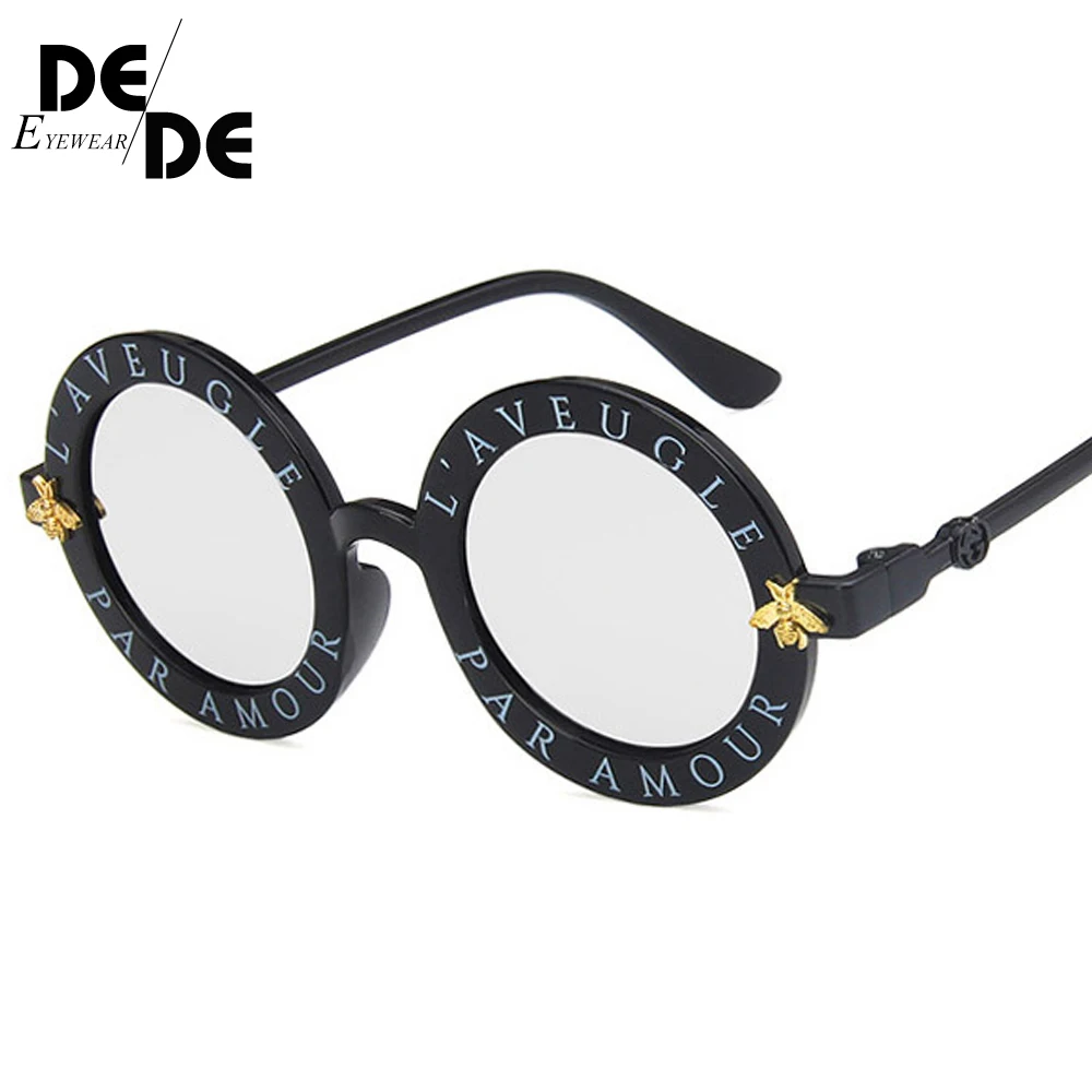 silver lens Новые стимпанк металлические пчелы детские солнцезащитные очки мальчики девочки Роскошные винтажные детские солнцезащитные очки круглые солнцезащитные очки - Цвет линз: silver lens