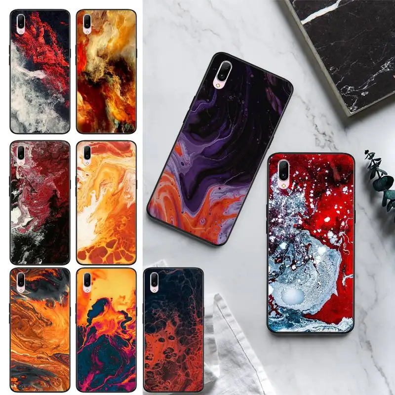 

Plasma flame red natural texture TPU black Phone Case Cover Hull For VIVO Y31 Y53 Y55 Y66 Y67 Y69 Y71 Y75 Y79 Y81 Y81S Y81I