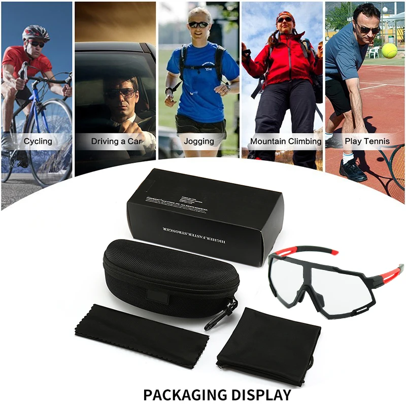 Hot new 10 seconds fast photochromic glasses bicycle riding glasses mountain bike road cycling glasses