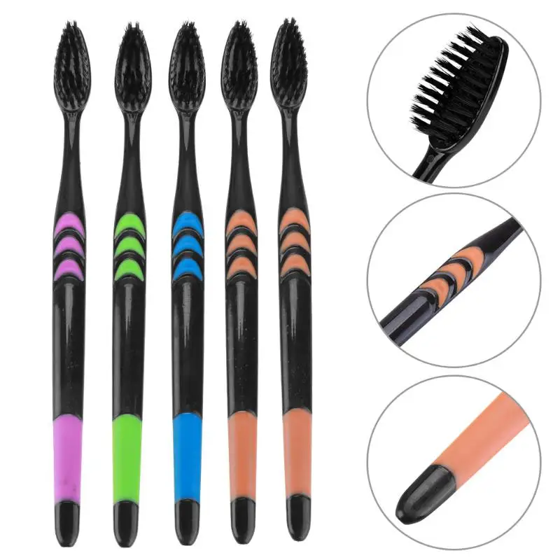 

5/10PCS 2 piece travel set Ultra Soft Charcoal Nano Toothbrush Black Dental Personal Care Teeth Brush