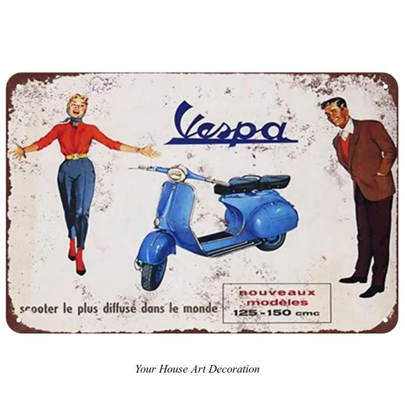 Винтажная металлическая Жестяная Табличка Vespa лучший гараж для мотоцикла езды на