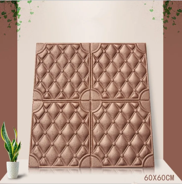 Wallpaper 3d foam wall kitchen moisture-proof mildew wall stickers thickened anti-collision TV background soft package wallpaper - Цвет: Коричневый
