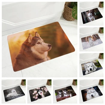 

Flannel Carpet Rug Pet Animal Siberian Husky Dog Floor Mat for Dining Hall Bedroom Decor Door Mat Non-Slip Dining room Doormat