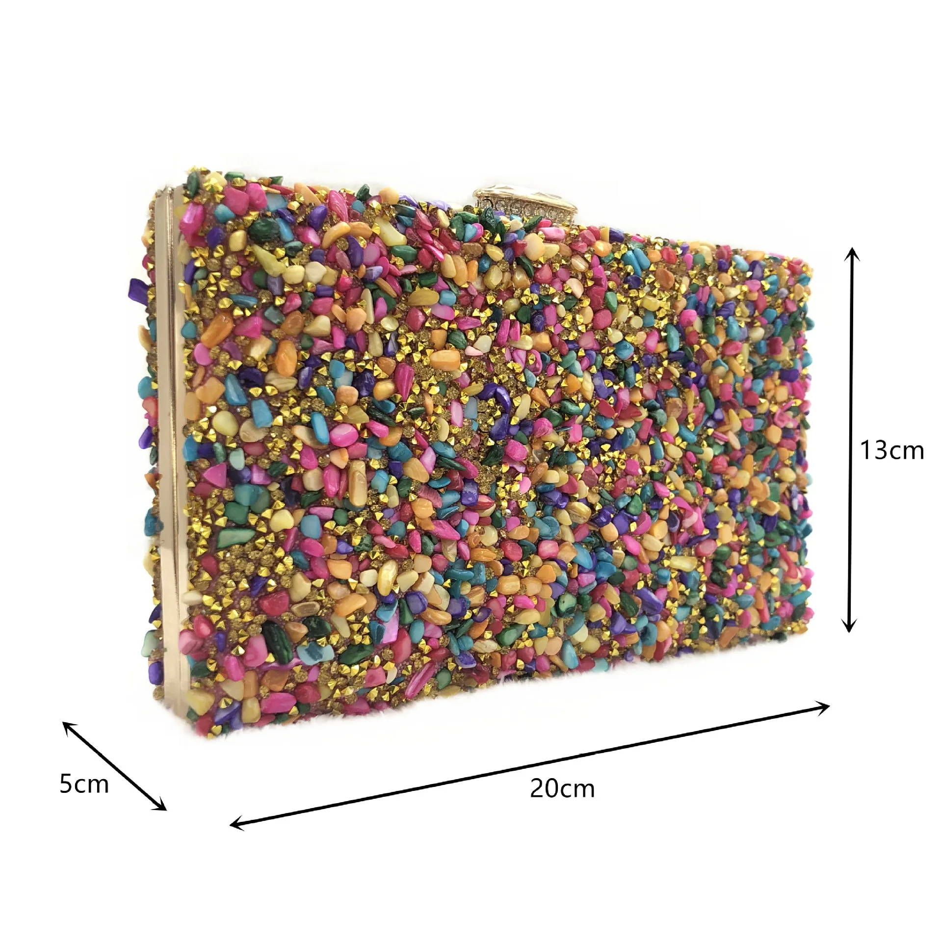 Bohemian Style Stone Evening Bags Candy Color Rhinestones Day Clutch 2021 New Design Female Handbags Chain Purse