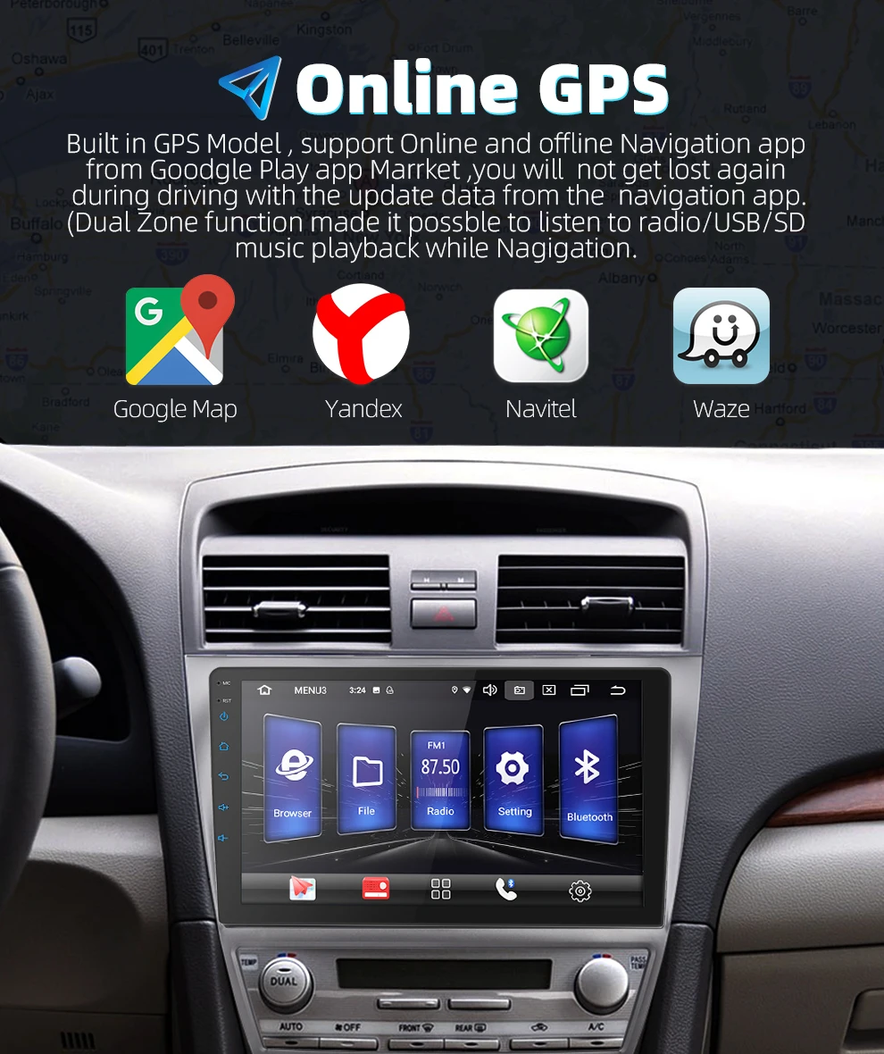 Android 9,0 2 din android автомобильное радио 3g DSP 2.5D ips экран gps навигация wifi для 2007-2011 Toyota Camry Мультимедиа Bluetooth