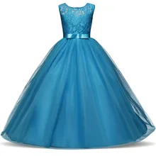 Детское платье для девочек; свадебное фатиновое кружевное длинное платье для девочек; элегантное праздничное платье принцессы; торжественное платье для детей-подростков