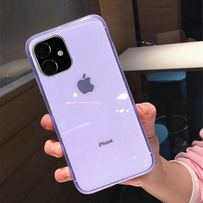 Прозрачный чехол из ТПУ для iPhone 11 Pro Max, прозрачная задняя крышка для iPhone 11 Pro, чехлы для мобильных телефонов iPhone 11 EEMIA, 50 шт - Цвет: Purple
