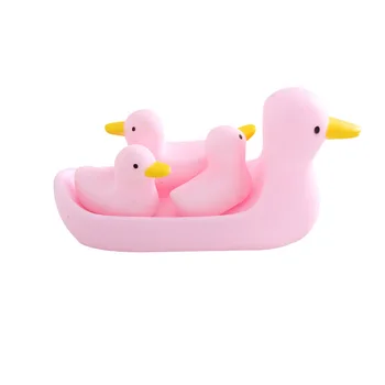 

4pcs/set Baby Bath Toys Duck Family Soft Rubber Kids Squeeze Sound Water Toys Safe Cute Pink Children Bathroom Bathing Toys