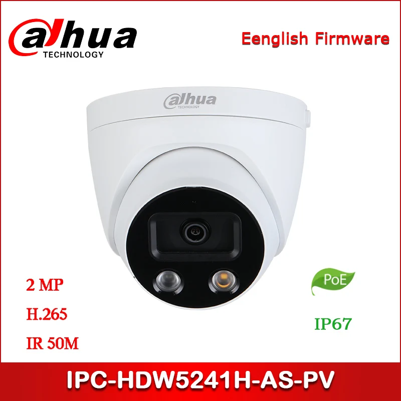 Dahua IP камера IPC-HDW5241H-AS-PV 2MP WDR IR Eyeball AI сетевая starlight Поддержка POE встроенный микрофон