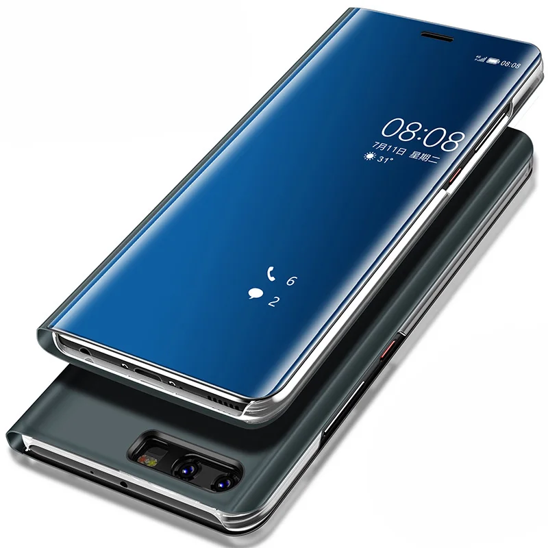 Зеркальный смарт вид Флип кожаный чехол для телефона Huawei P30 P20 P10 P9 Plus Lite Mate 20 10 9 8
